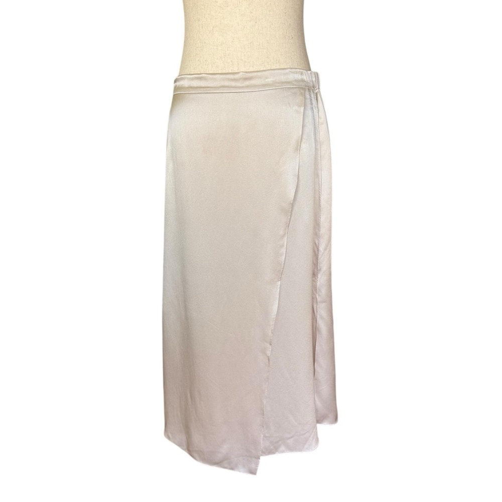 NWT Vince Women's Faux Wrap Slip Skirt 100% Silk Satin sz Large